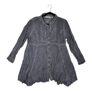 Soft Surroundings Size L Charcoal Gray Heavenly Soft Pigment Wash Shirt Dress